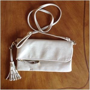 Charming Charlie Fold Over Tassel Clutch/Strap Purse Handbag